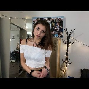 White Ruffle Off-The-Shoulder Top